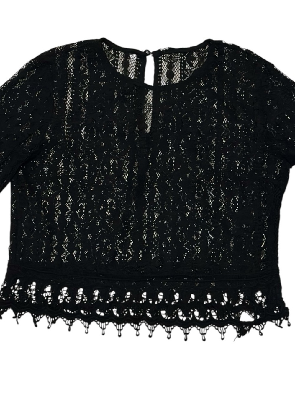 Black Lace Cropped Women's Top